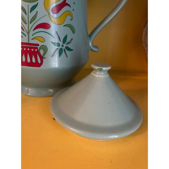 McCOY USA Vintage turquoise cookie jar Dutch tulip design - Picture 4 of 6